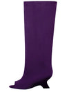 Women's Peep Toe Knee-High Boots Slip-On, Thick High Heels with Statement Heel, Microfiber Upper — Large Sizes
