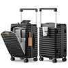 20-Inch Front-Opening Carry-On Luggage with Cup Holder, TSA Lock, USB Port, 360° Spinner Wheels, Hardshell, Front Laptop Compartment