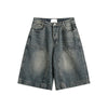 Women's Vintage Baggy High-Waist Wide-Leg Denim Capri Shorts - Washed Oversized Barrel Jorts