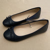 Gold and Silver Bow-Accent Ballerina Flats Round Toe Slip-On Comfort Loafers for Women