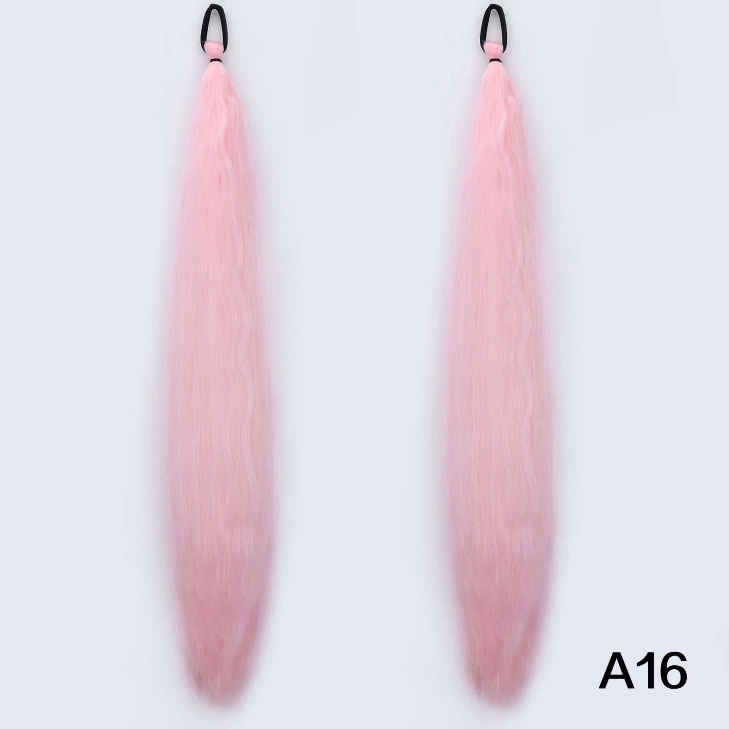 Braided Synthetic Ponytail Extension with Elastic Band – Long Kinky Straight High-Temp Hairpiece for Women & Girls (Pink Purple Blue)