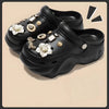 Women DIY Silver Chain Bear Charm EVA Clogs, Platform Garden & Beach Sandals for Summer Spring Autumn