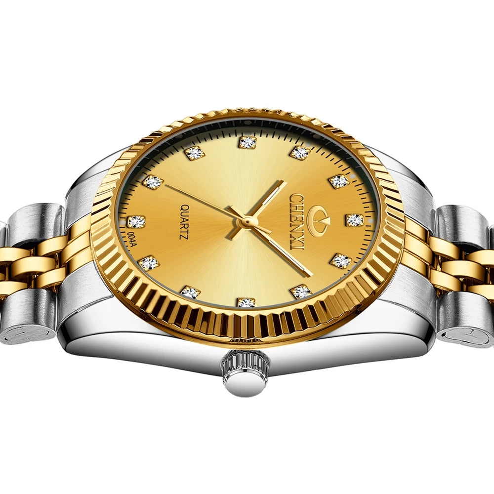CHENXI Women's Gold Stainless Steel Quartz Watch – Small 26mm (1.02 in) Round Dial Dress Bracelet Wristwatch