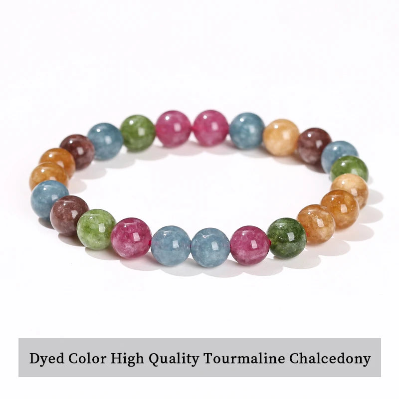 Natural Stone Beaded Bracelet 6/8/10mm — Obsidian Fluorite Quartz Jasper Stretch Yoga Bracelet for Women & Men