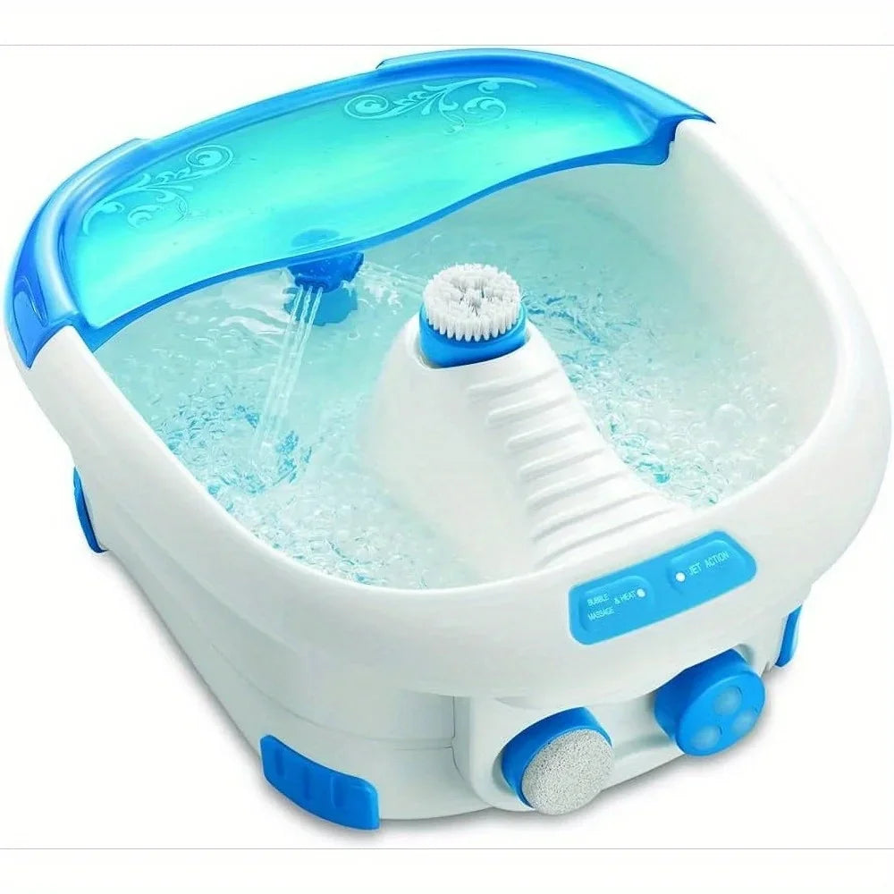 Heated Bubble Foot Spa Massager – Ultra-Quiet Heat Retention, 6 Hydrotherapy Jets & Rotating Pedicure Attachments