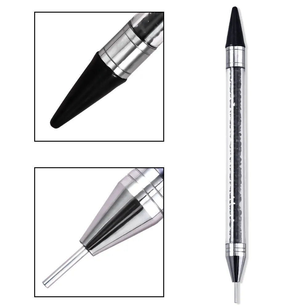 Dual-Ended Wax Rhinestone Picker Pen — Nail Art Dotting Tool for Crystals & Gems