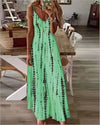 Plus Size Tie-Dye Print Summer Sundress Flared Hem Spaghetti Strap Dress