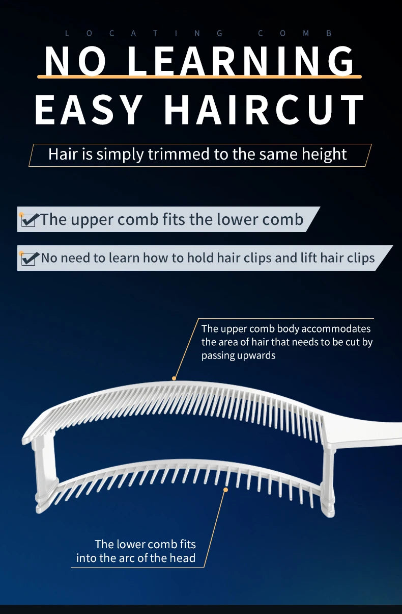 7-Piece Adjustable Barber Comb Set — Curved Positioning Comb with 1cm & 2cm Guide Brackets for Men's Hair Cutting, Blending & Trimmer Salon Tools