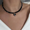 Vintage Zircon Heart Pendant Necklace for Women Boho Geometric Baroque Crystal Chain