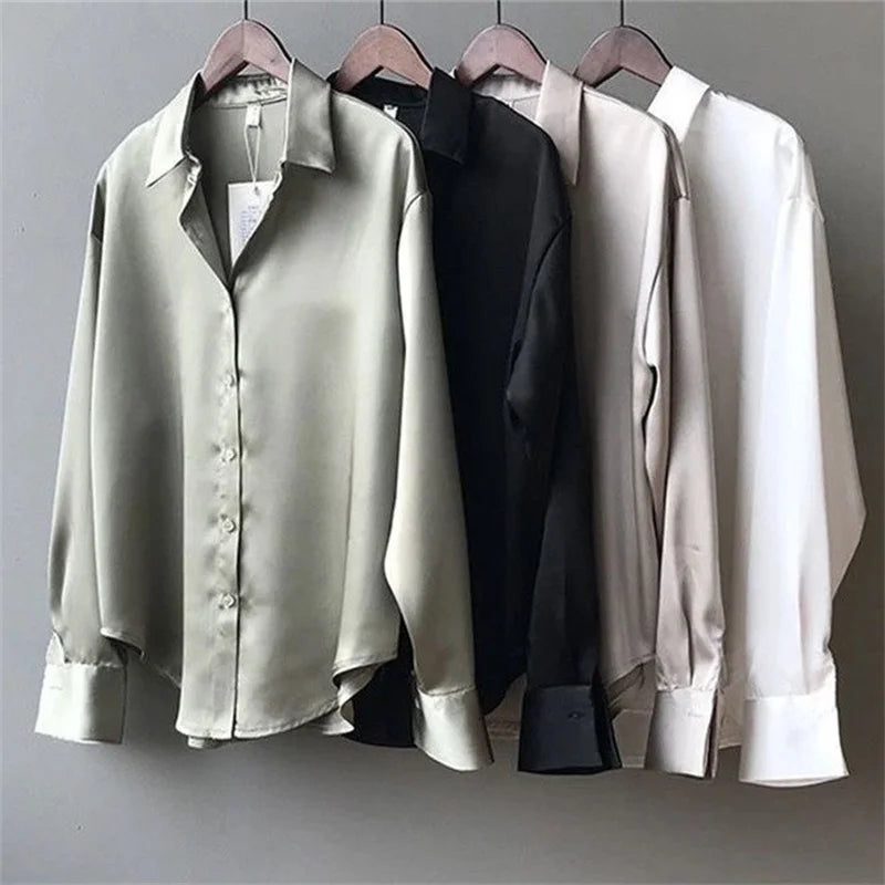 Women's Casual Long Sleeve Blouse Turn-Down Collar Spring/Summer Top