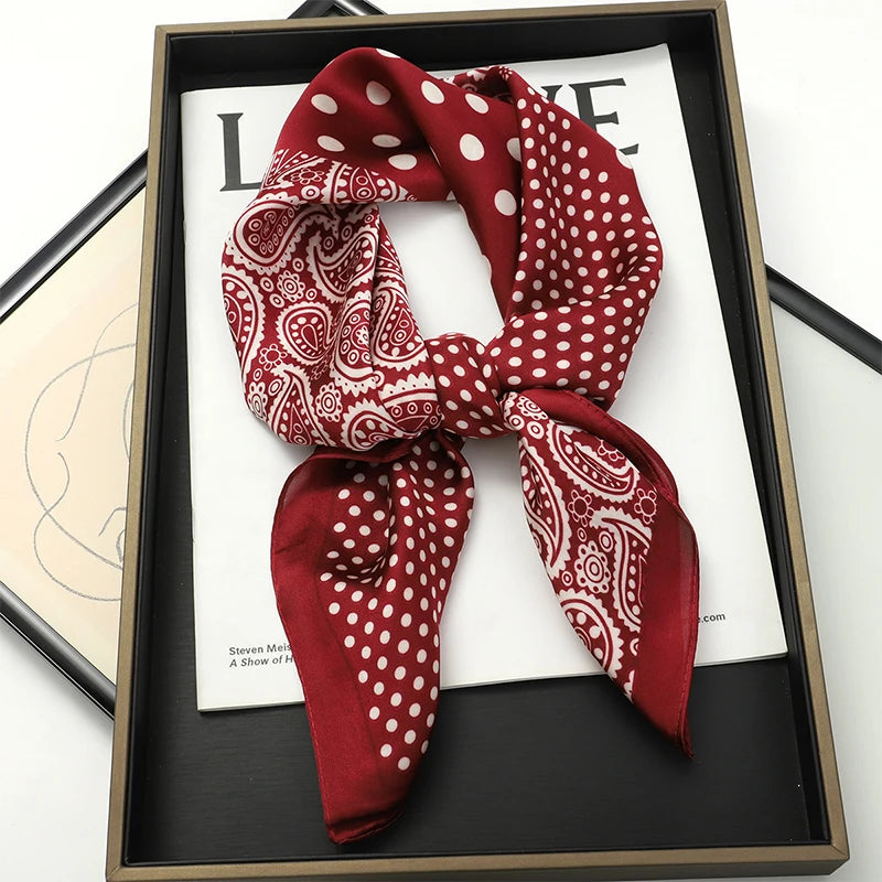 Luxury Horse Print Silk-Feel Square Scarf 70 x 70 cm (27.6 x 27.6 in) – Women's Neck, Hair, Foulard, Bandana