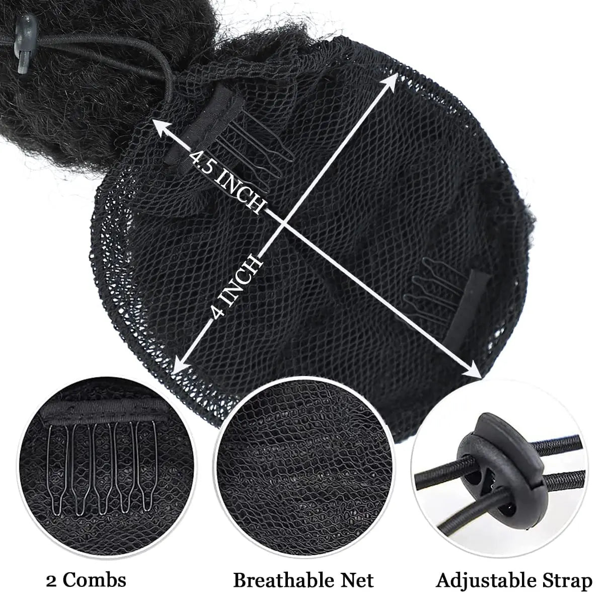 Drawstring Kinky Afro Bubble Ponytail Extension - Clip-In Natural Black