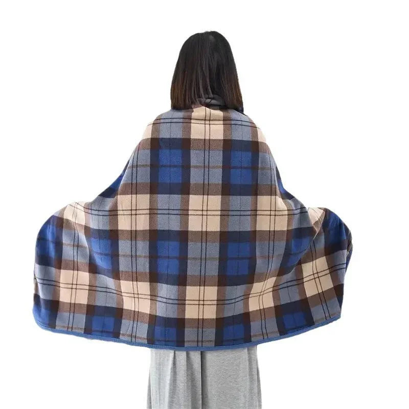 Women's Flannel Wearable Shawl Blanket – Cozy Shoulder Throw for Office, Travel & Home