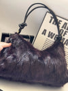 Real Mink Fur Shoulder Bag Luxury Women's Fur Crossbody Handbag
