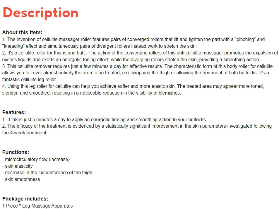 Anti-Cellulite Body Massage Roller - Manual Muscle Massager for Neck, Shoulders, Back, Arms & Legs