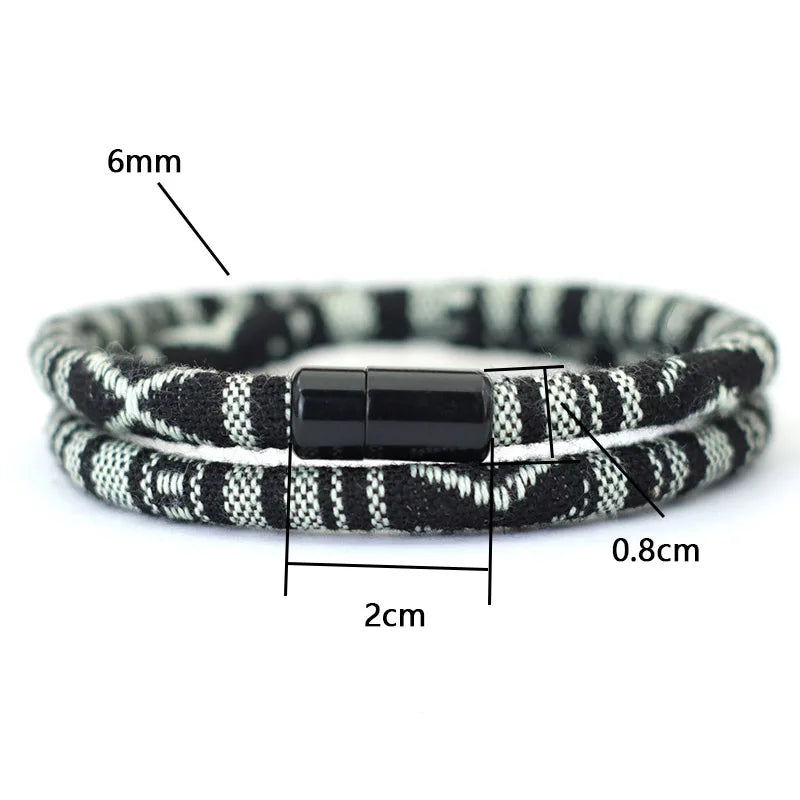 Men's Bohemian Rope Bracelet Braided Magnetic Clasp Survival Pulsera for Beach and Adventure