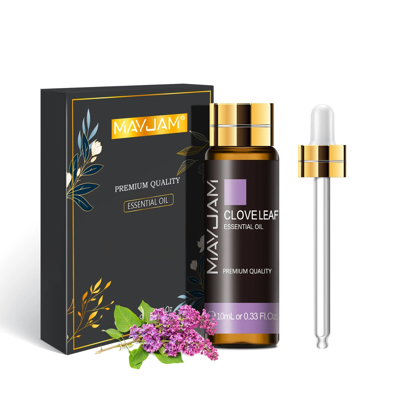 MAYJAM 10ml Pure Essential Oil with Dropper – Aromatherapy Diffuser & Humidifier Oil (Lavender, Eucalyptus, Vanilla, Sandalwood, Camphor) – Gift Box