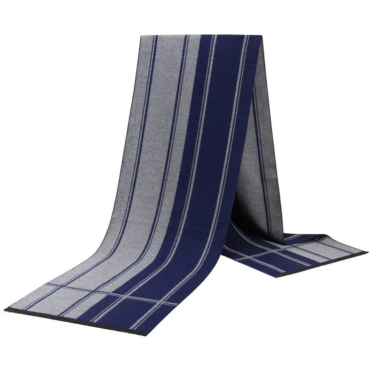 Men's Cashmere-Feel Scarf 180 x 31 cm (71 x 12 in) Plaid Stripe Pashmina Shawl Warm Winter