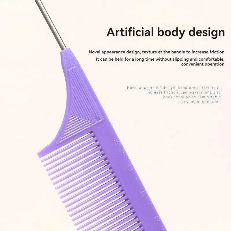 3-Piece Hair Comb & Eyebrow Brush Set - Tail Comb, 3-Row Detangling Comb, Steel Pin Tail Comb