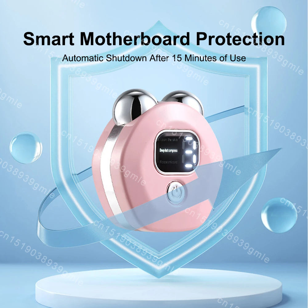 Microcurrent Facial Massager Roller — Vibration EMS Face & Neck Lifting Skin Tightening Anti-Wrinkle Device