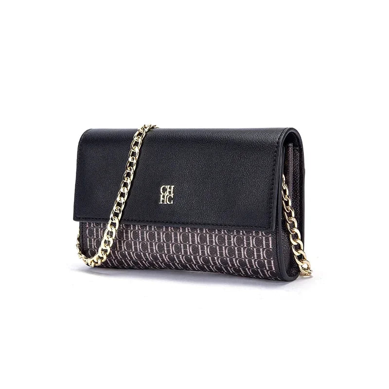 Women's Chain Crossbody Bag – Light Luxury Sequined Letter Flap Clutch with Adjustable Chain Strap