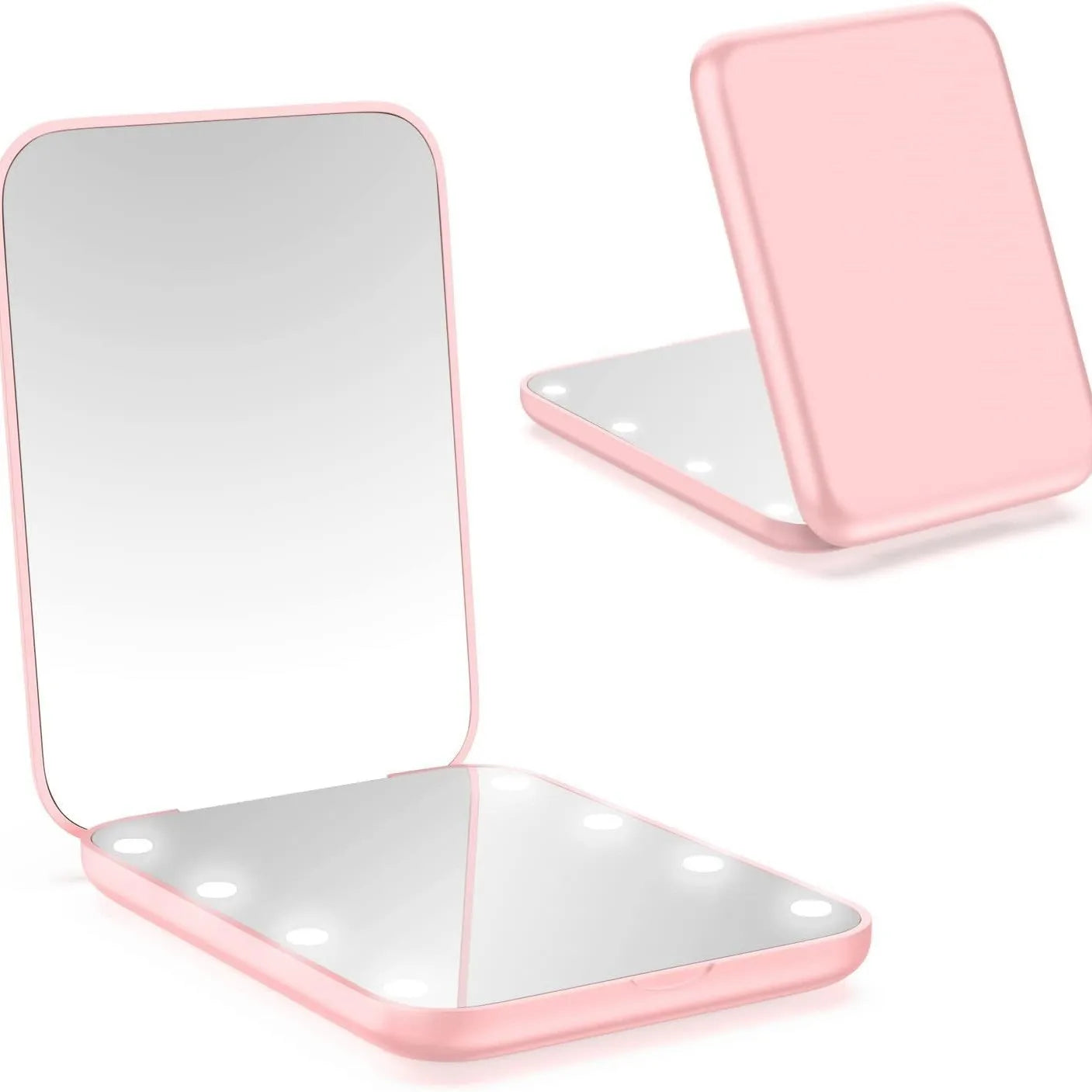 Mini LED Portable Foldable Pocket Makeup Mirror 1X/2X Magnifying Vanity Mirror