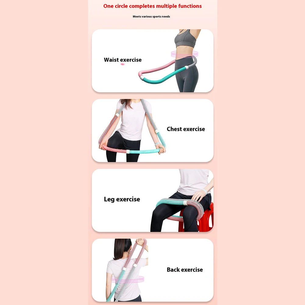 Weighted Fitness Hoop Portable Soft Spring Hoop Quiet Design Foldable Waist Toning Hoop Belly Exercise Hoop for Cardio Exercise