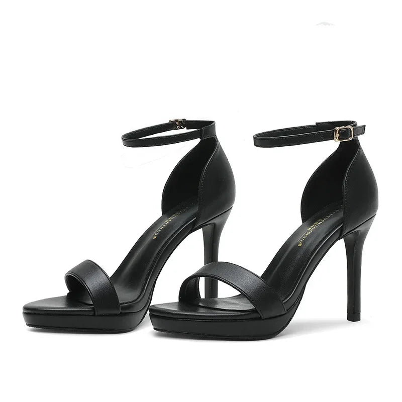 Women's Summer Stiletto Platform Buckle Sandals Thin High Heels Elegant Party Dress Shoes (EU 32)