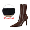 Women's PU Mid-Calf High Heel Boots — Pointed Toe, Thin Heels 7.5 cm (2.95 in) & 10 cm (3.94 in), EU Sizes 32–45