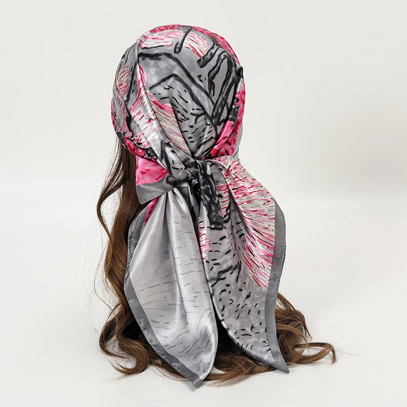 Satin-Feel Square Scarf 90 x 90 cm (35.4 x 35.4 in) – Satin-Look Polyester Hijab, Neckerchief, Shawl & Headscarf for Women