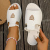 Women's Square Toe Cross Strap Flat Sandals - Summer Beach Flip Flops