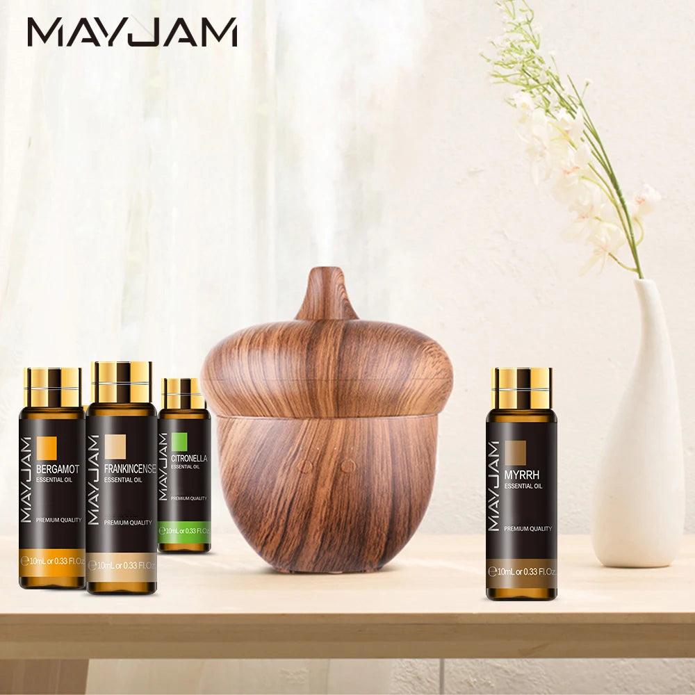 MAYJAM 10ml Pure Essential Oil with Dropper – Aromatherapy Diffuser & Humidifier Oil (Lavender, Eucalyptus, Vanilla, Sandalwood, Camphor) – Gift Box