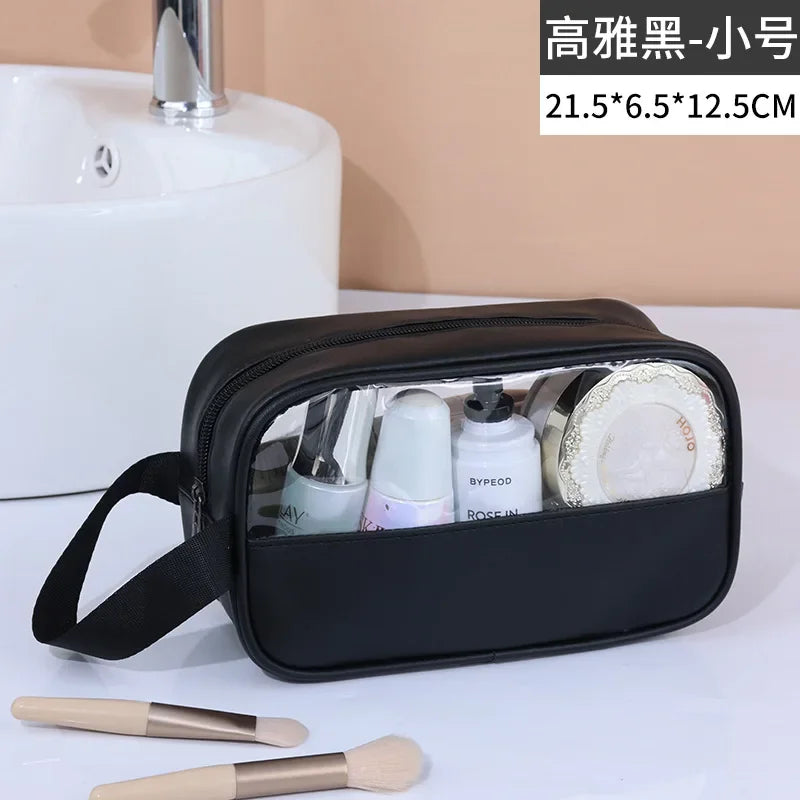 Waterproof Transparent PVC Makeup Bag - Large Travel Cosmetic Organizer with Zipper, 11.8in (30cm)