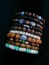 10-Pack Khaki & Black Woven Leather Wrap Bracelets - Handmade Adjustable Unisex