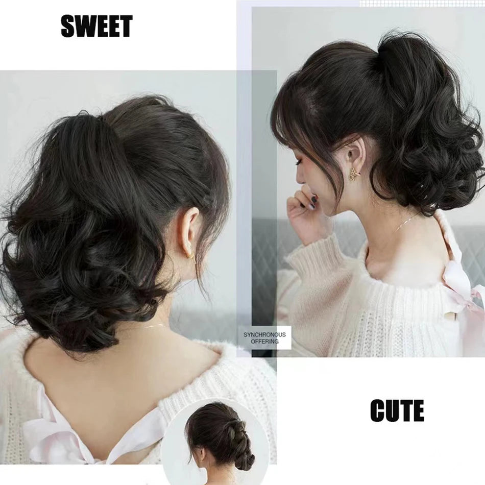 12-Inch (30 cm) Short Curly Clip-In Ponytail Hair Extension – Synthetic Claw Clip Hairpiece for Women