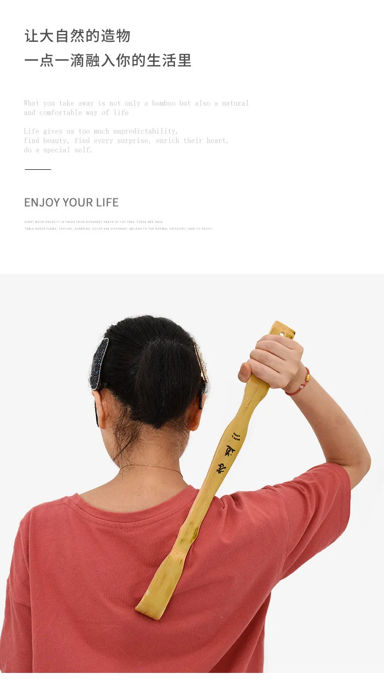 Durable Bamboo Back Scratcher & Wooden Body Roller Stick – Ergonomic Massager for Neck, Back & Shoulders