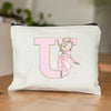Ballet Girls A-Z Initial Canvas Makeup Pouch – Floral Cosmetic Organizer Clutch (22 x 14 cm / 8.7 x 5.5 in) – Travel & Bridesmaid Gift