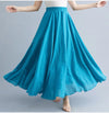 Cotton Linen Ankle-Length Maxi Skirt for Women, Y2K Harajuku Casual Streetwear, Shirred Waist