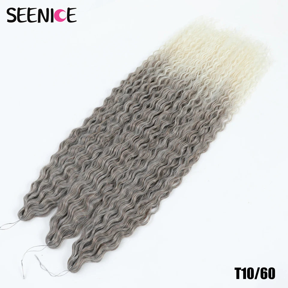 Ariel Water Wave Twist Crochet Braids – Ombre Synthetic Deep Wave Hair Extensions, 22 Inch (55 cm)