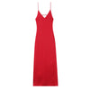 Yellow V-Neck Sling Maxi Dress – Sleeveless Spaghetti Strap Loose Ankle-Length Summer Dress for Women