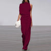 Off-Shoulder Wide Leg Jumpsuit for Women, High Waist Office Romper with Full-Length Flare Pants – Spring/Summer