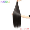 3-Pack 28-Inch (71 cm) Straight Crochet Braids Synthetic Hair Extensions High-Temperature Ombre Blonde Brown Gray
