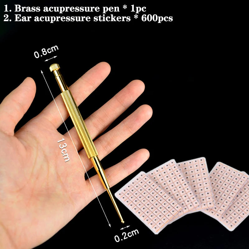 Pure Copper Acupressure Pen - Ear & Body Acupoint Massager, Portable Acupuncture Trigger Point Tool