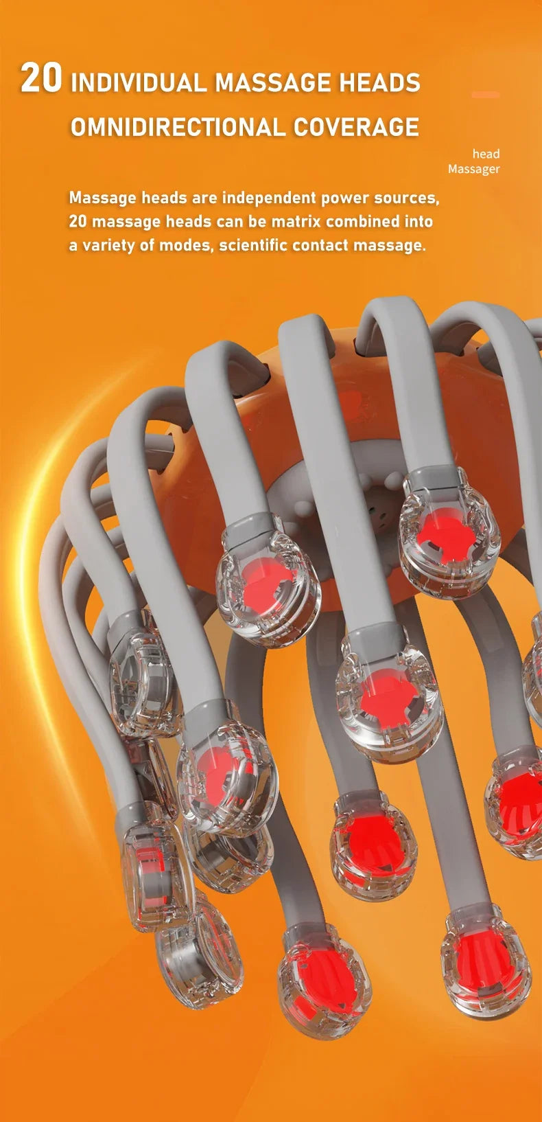 20-Head Electric Scalp Massager with Red Light – Octopus Head Scratcher for Relaxation, Stress & Migraine Relief