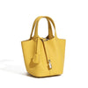 Women's Leather Bucket Bag – Basket-Style Drawstring Handbag, Mommy Bag for Bridal & Wedding