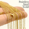 100-Pack Stainless Steel Chain Necklaces - Tarnish-Resistant Gold PVD & Silver Link Chains for Jewelry Making