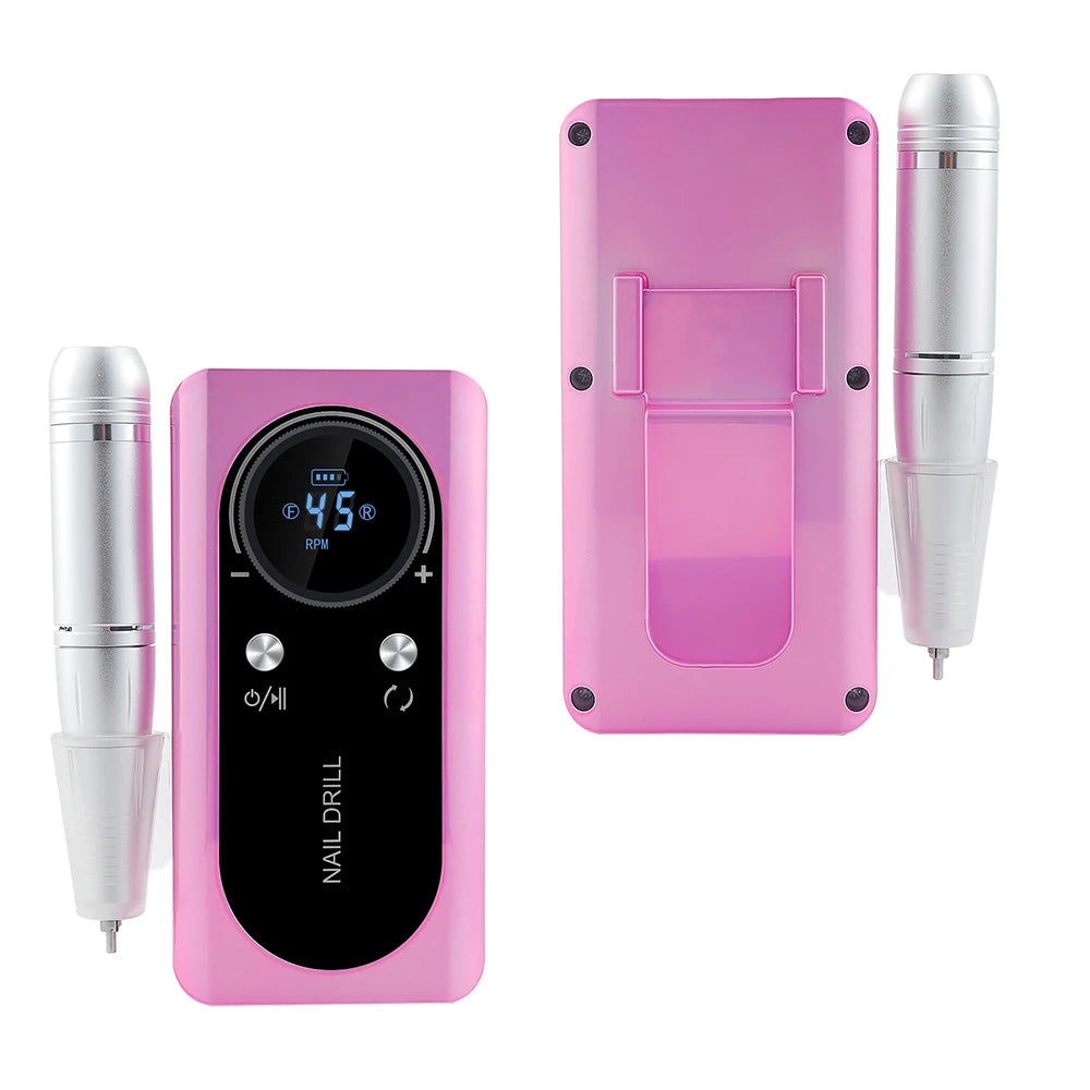 Rechargeable 45000RPM Portable Nail Drill Kit – Wireless Manicure & Pedicure Grinder with 6 Bits and 6 Sanding Bands