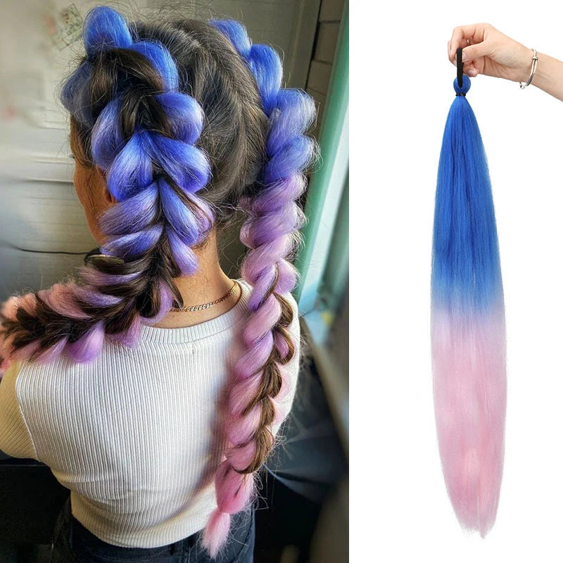 Women's Long Straight Ponytail Wig Extension - High-Temp Fiber, Festive & Braidable (1 Piece)