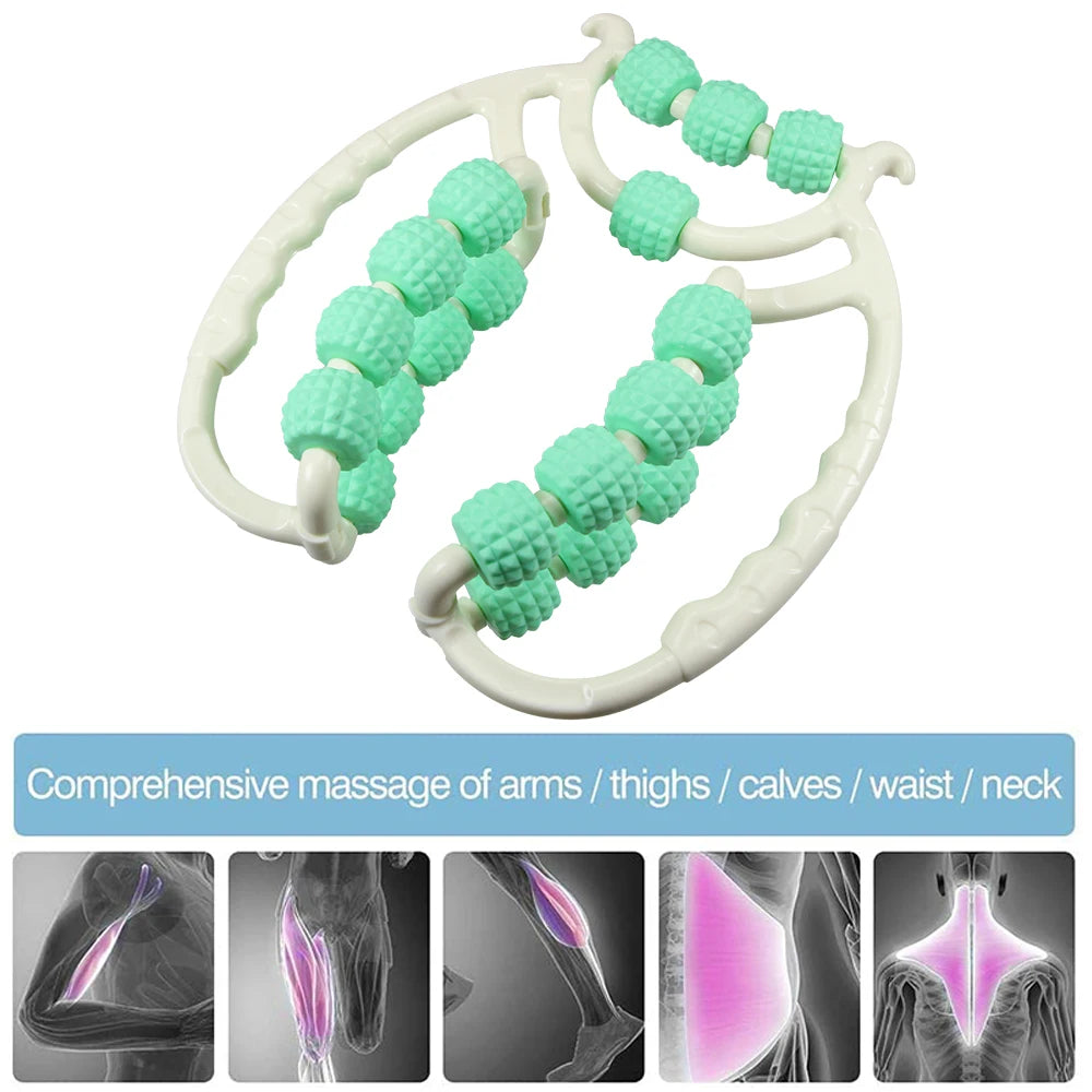 12-Wheel Manual Leg & Body Massage Roller – Full-Coverage Thigh, Calf & Arm Muscle Relief