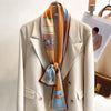 Women's Silk-Feel Printed Long Narrow Scarf 12 x 148 cm (4.7 x 58.3 in) - 50+ Colors | Headband & Shawl